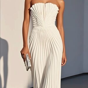 White pleated maxi dress